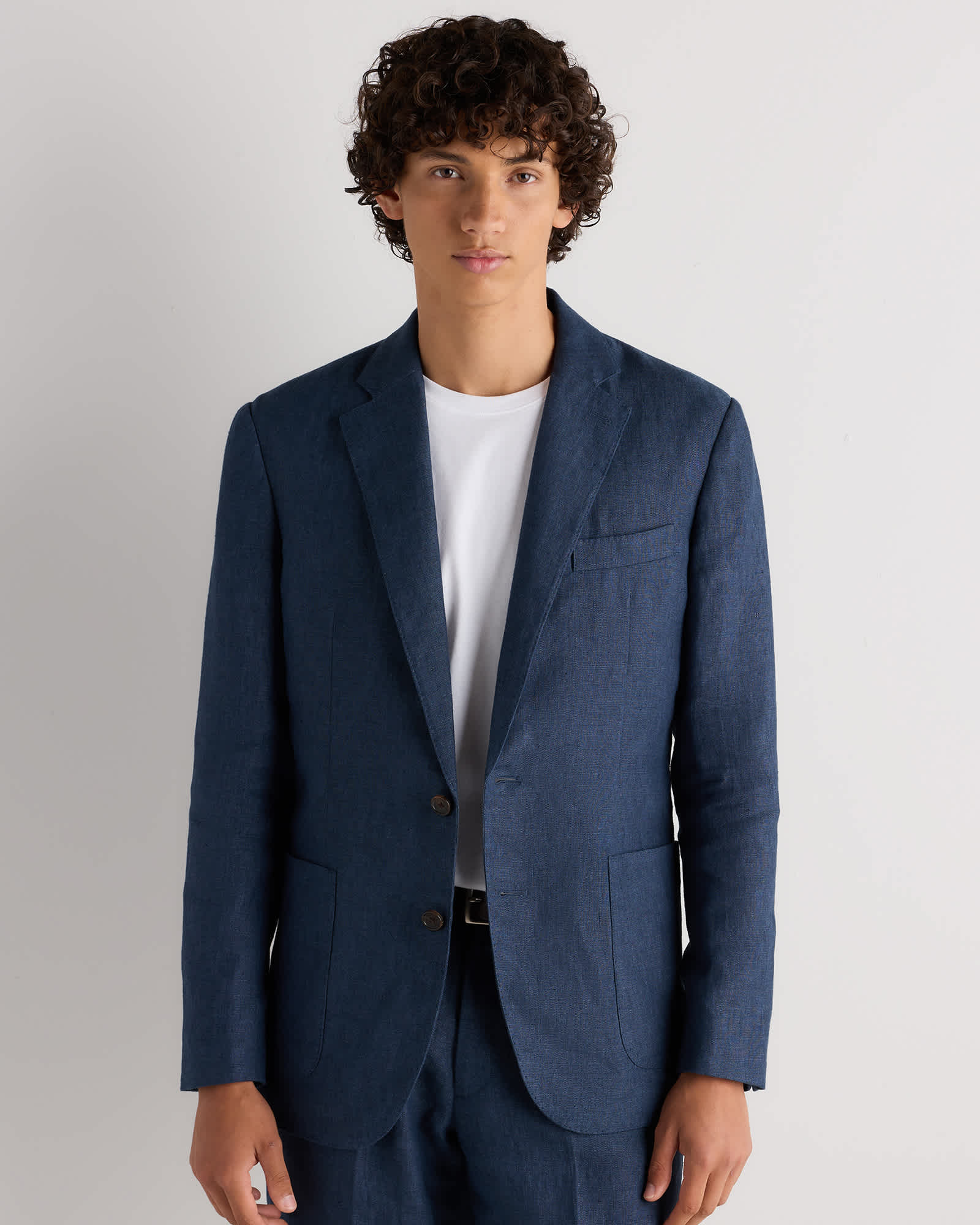 Washed Navy 100% European Linen Tailored Blazer