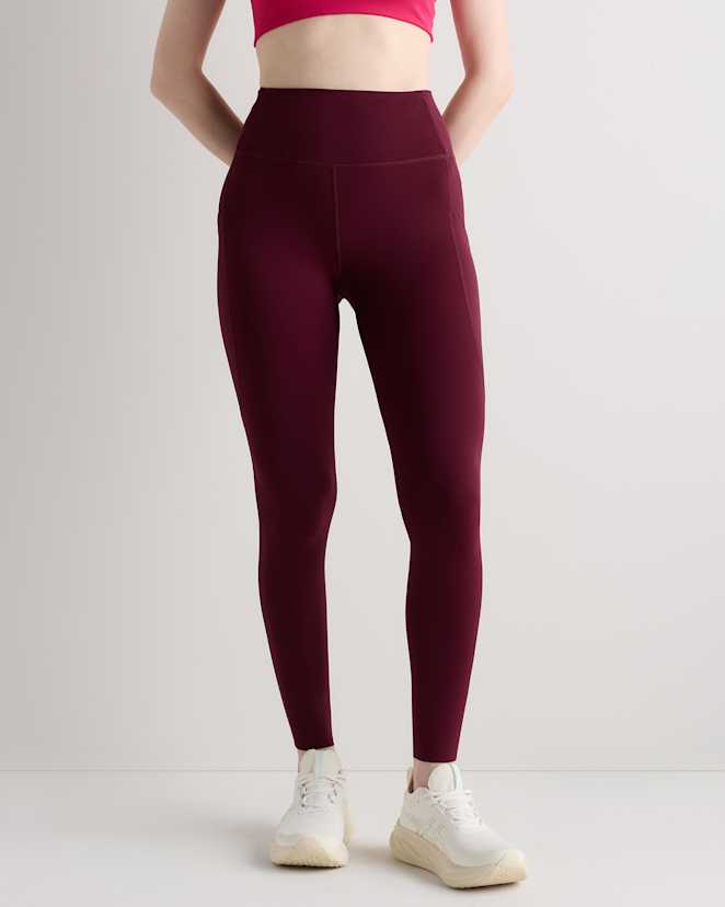 Barolo Burgundy Legging de course à taille haute et à poches