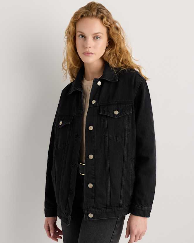 Washed Black 100% Organic Cotton Oversized Denim Jacket