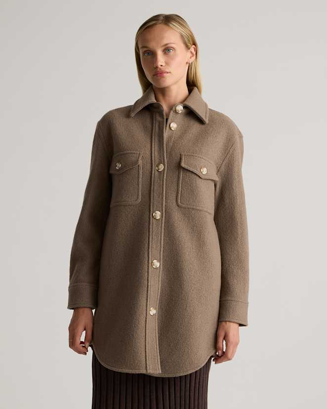 Heather Elm 100% Merino Wool Long Shirt Jacket