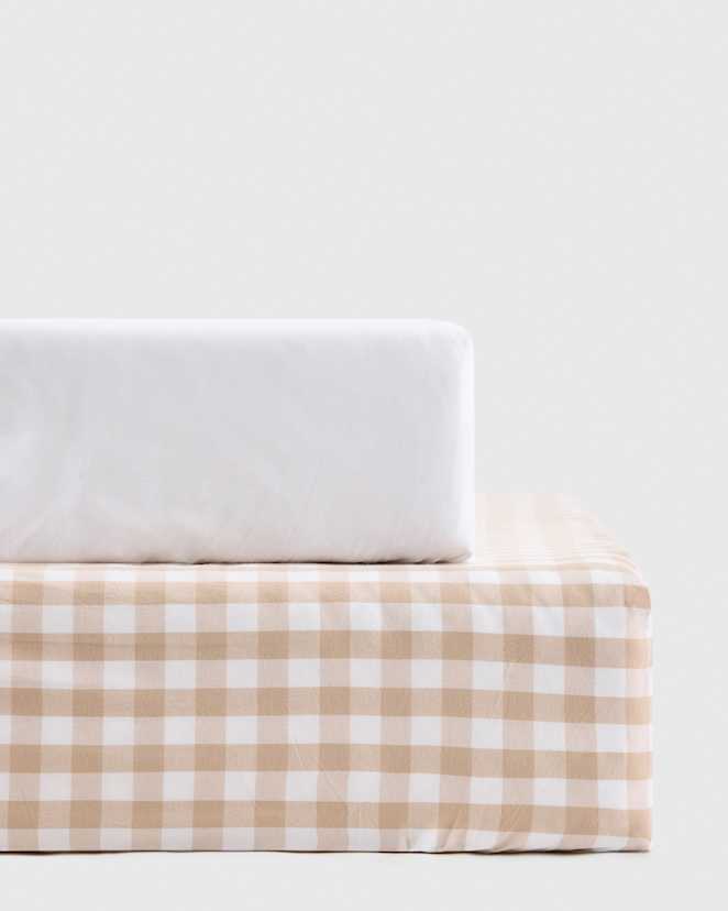 Cafe Organic Percale Gingham Crib Sheet 2-Pack