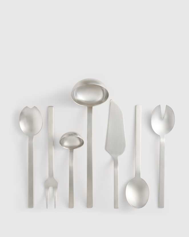 Brushed Stainless Steel Stile 7-Pc Serving Utensil Set by Mepra