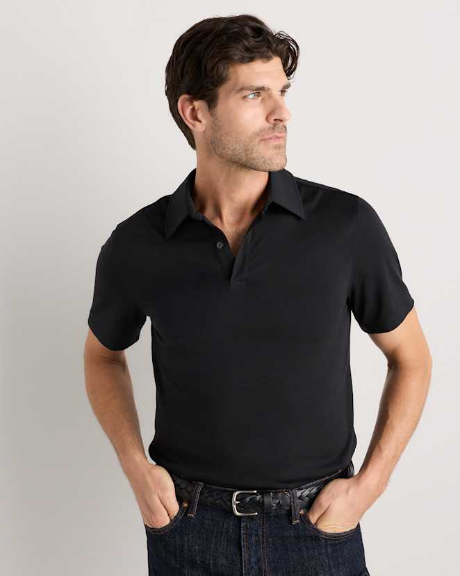 Black Extra-Fine Australian Merino Polo