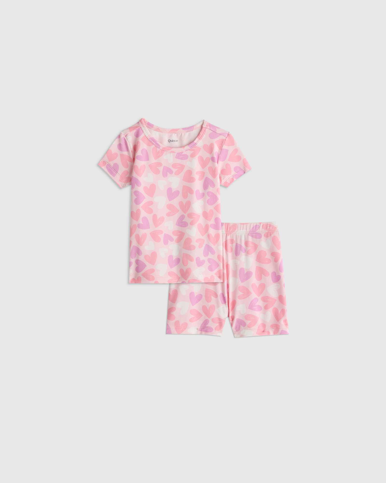 Lavender Hearts Bamboo Short Sleeve and Shorts Pajama Set