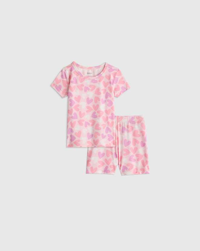 Lavender Hearts Bamboo Short Sleeve and Shorts Pajama Set