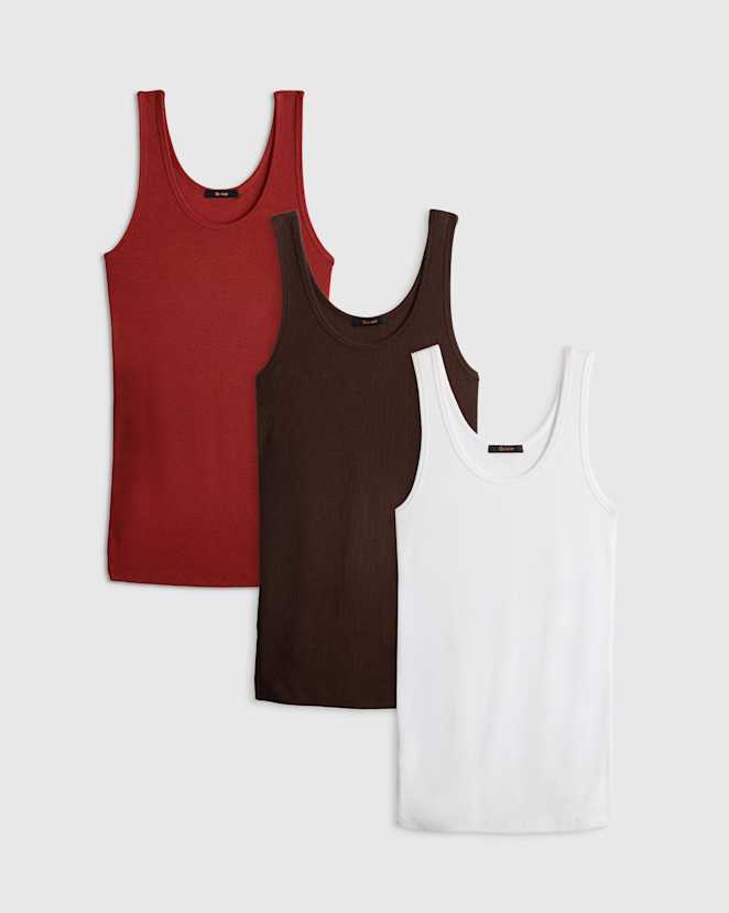 Burnt Red Maternity Bamboo Rib Scoop Neck Tank 3 Pack Bundle