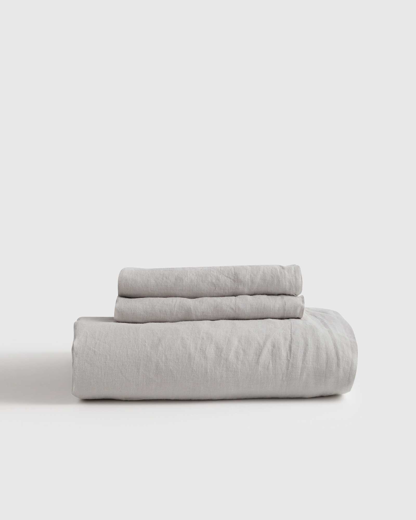 Light Grey European Linen Fitted Sheet Set