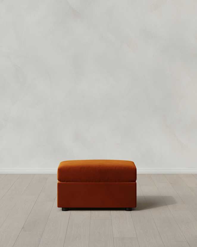 Rust Brennan Ottoman in Performance Velvet