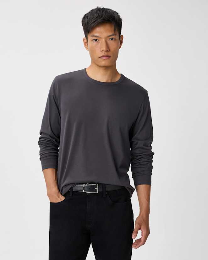 Dark Coal 100% Pima Cotton Luxe Touch Long Sleeve Tee