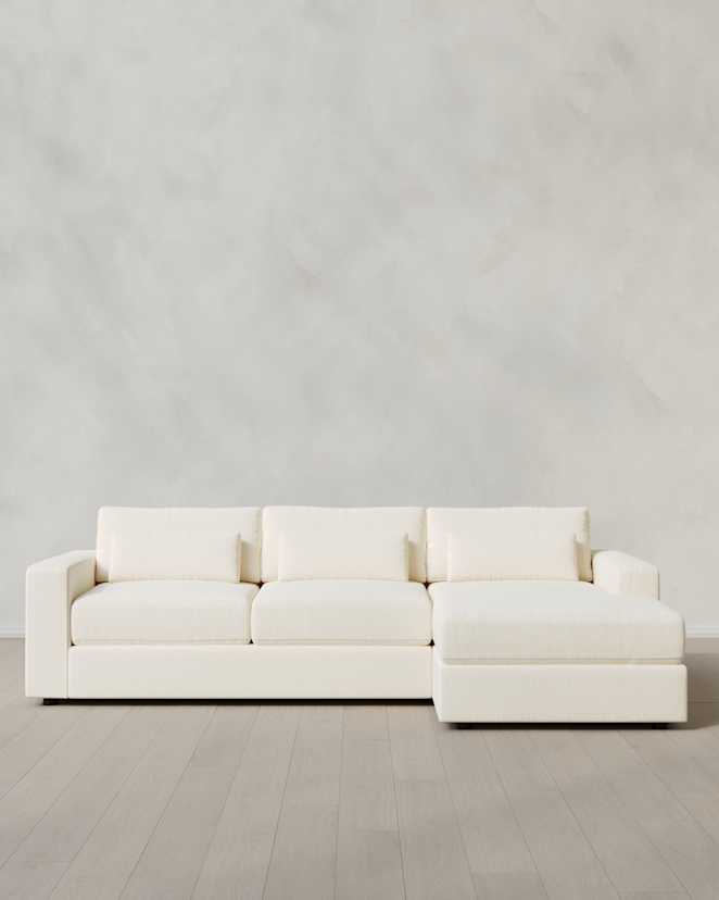 Snow Ashford Deep Seat Chaise Sectional in Performance Chenille Linen Blend