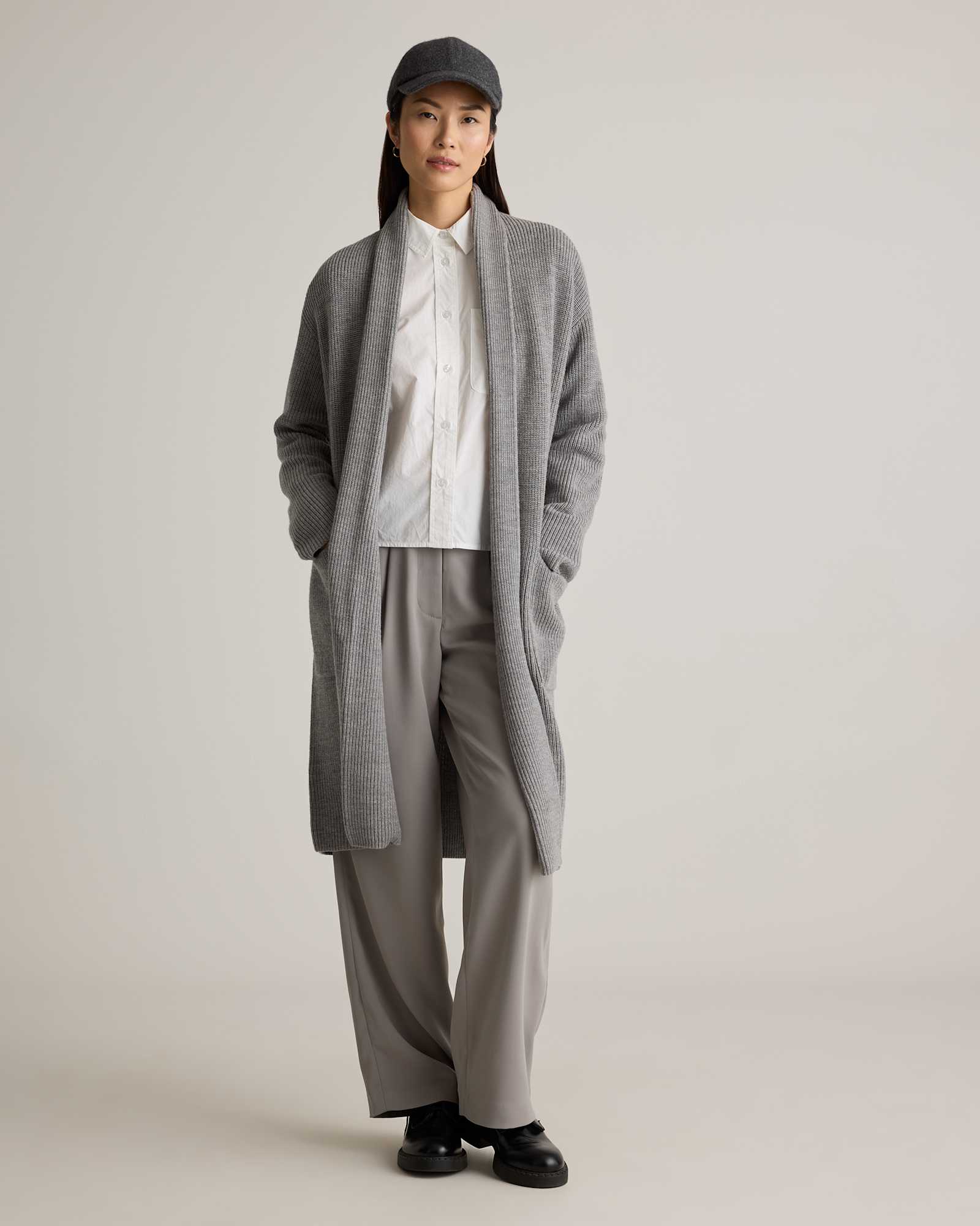 Heather Grey Australian Merino Wool Duster Cardigan
