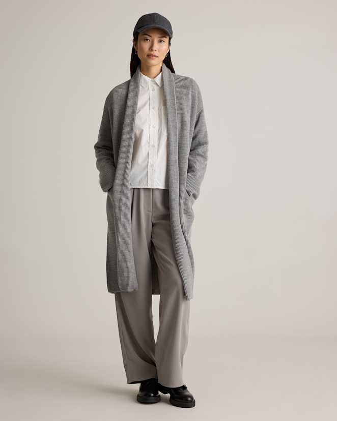 Heather Grey Australian Merino Wool Duster Cardigan