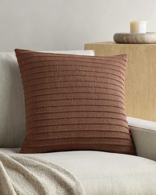 Red Clay Ribbed Wool Cotton Pillow Cover