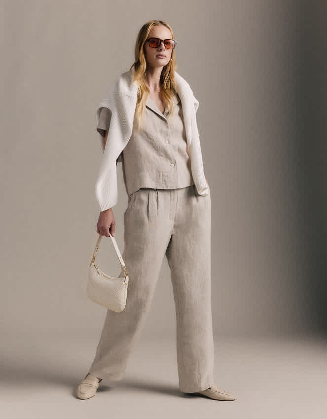 Flax 100% European Linen Pleated Trouser