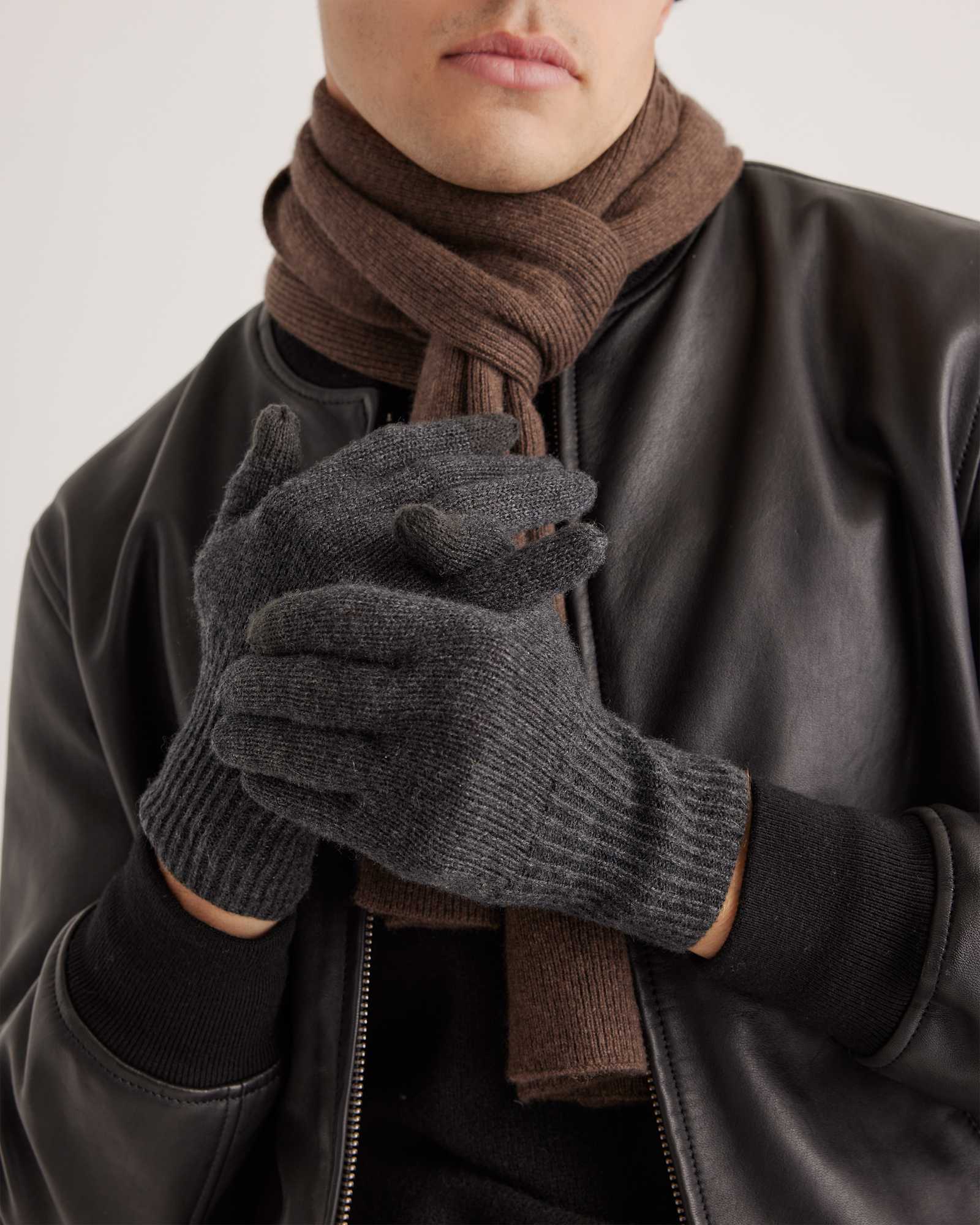 charcoal Mongolian Cashmere Gloves