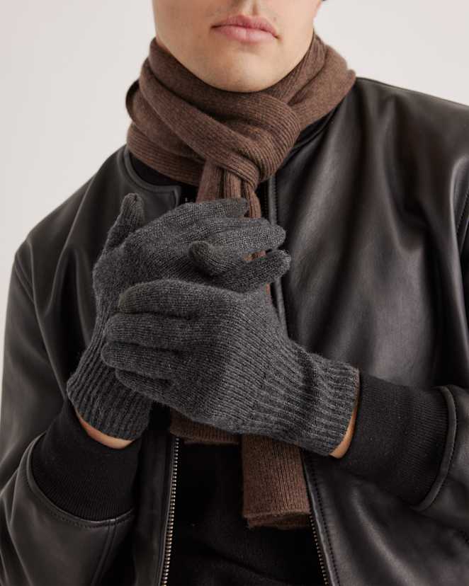 Charcoal Gants en cachemire de Mongolie