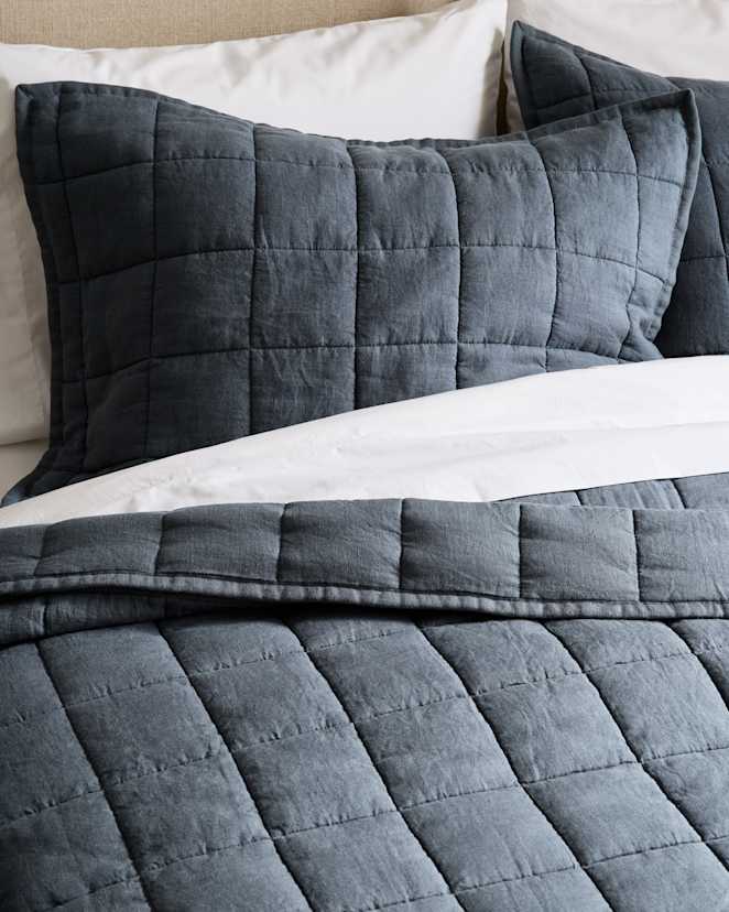 Nightfall European Linen Box Quilted Sham Set