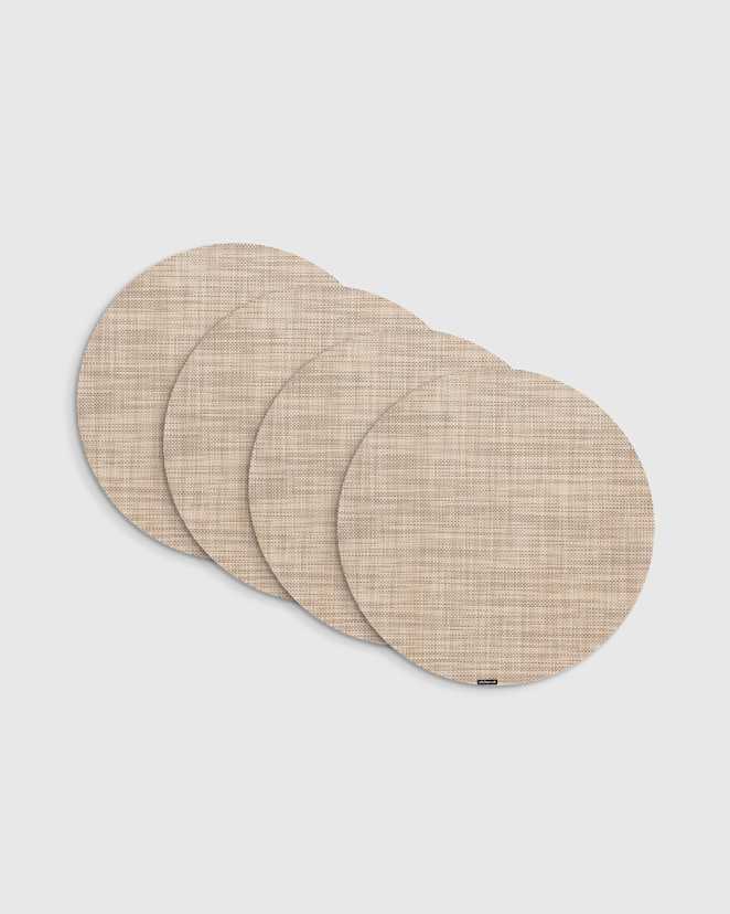 Linen Mini Basketweave Easy-Care Round Placemat, Set of 4 by Chilewich