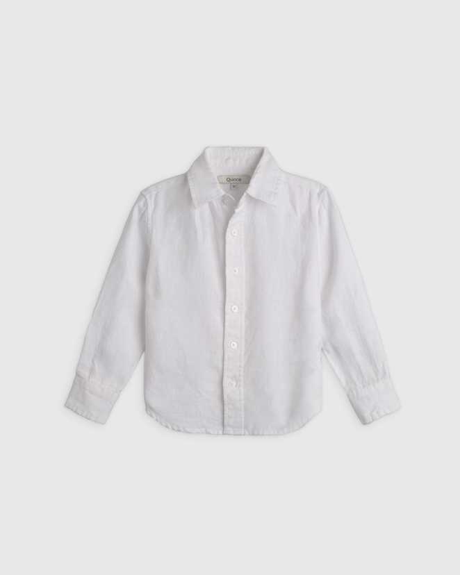 White 100% European Linen Long Sleeve Shirt