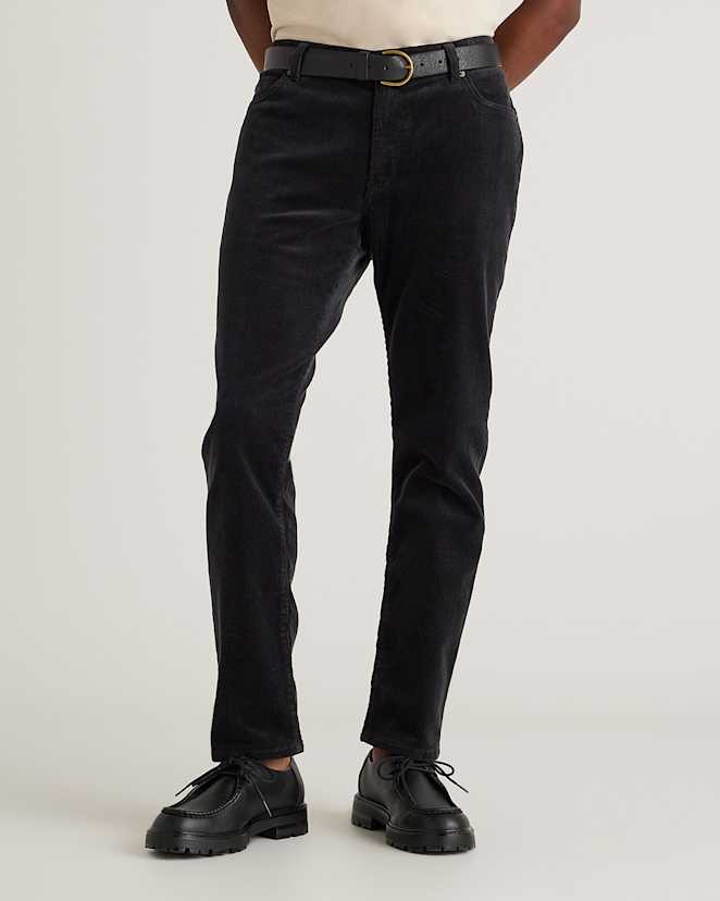 Black Organic Stretch Corduroy 5-Pocket Pants