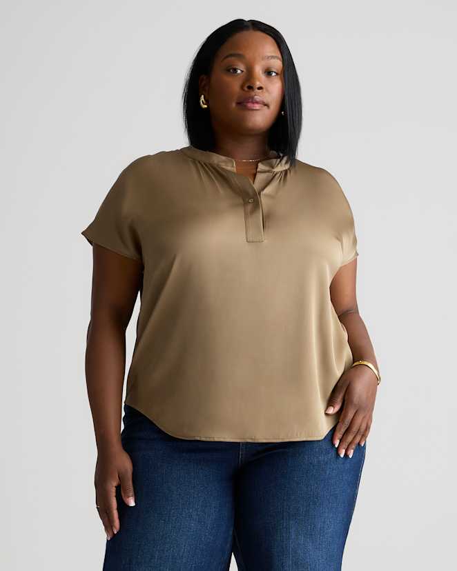 Dogwood Washable Stretch Silk Dolman Sleeve Blouse