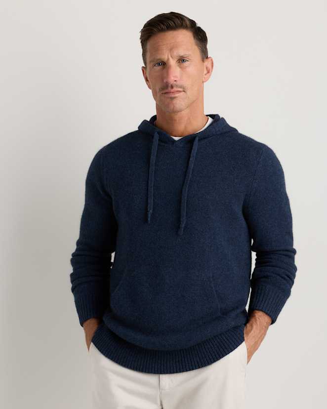 Starry Night Navy Pull à capuche en laine de yak à 100 %