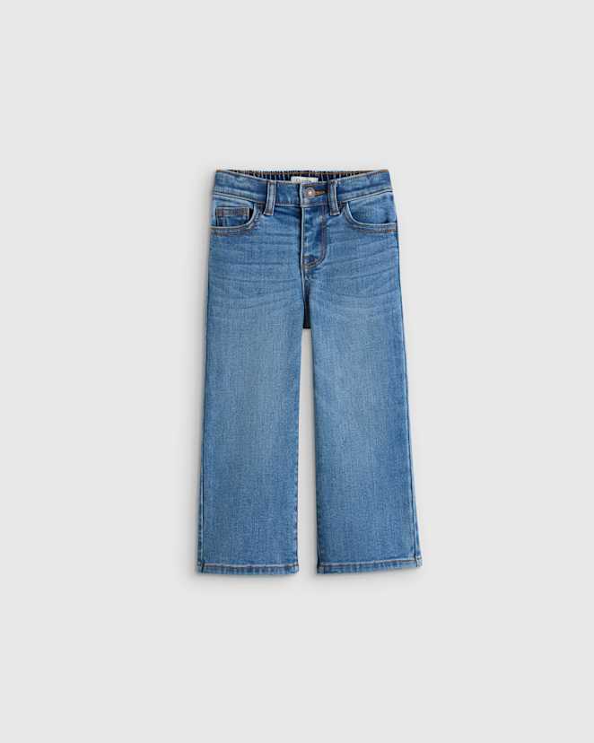 Medium Wash Girls Stretch Wide Leg Jeans