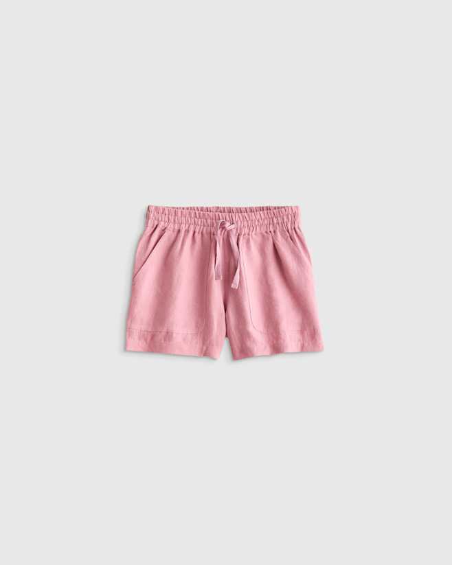 Mauve Mist 100% European Linen Drawstring Shorts