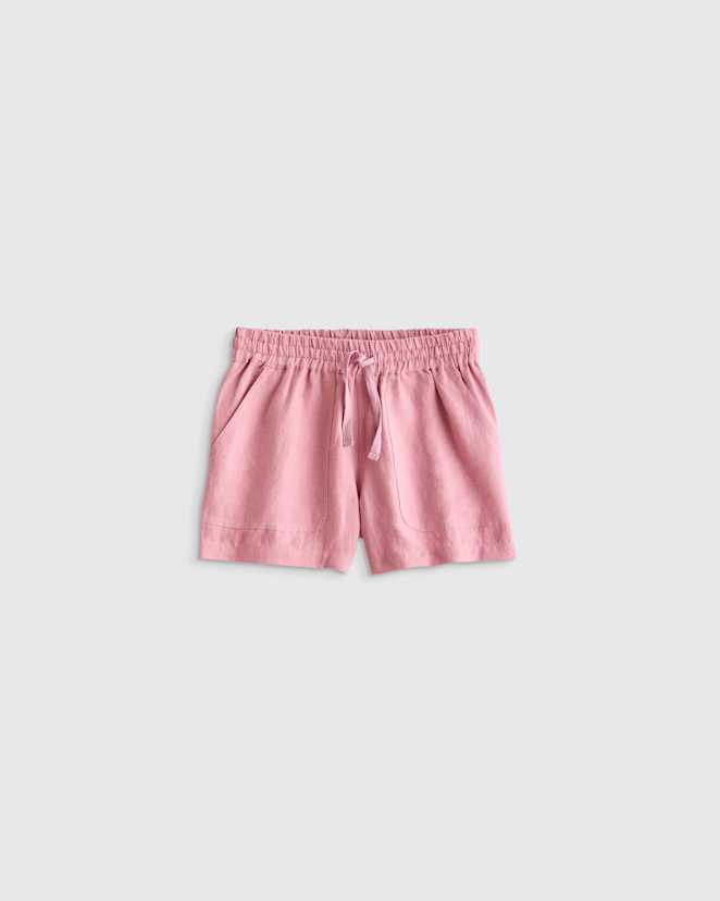 Mauve Mist 100% European Linen Drawstring Shorts