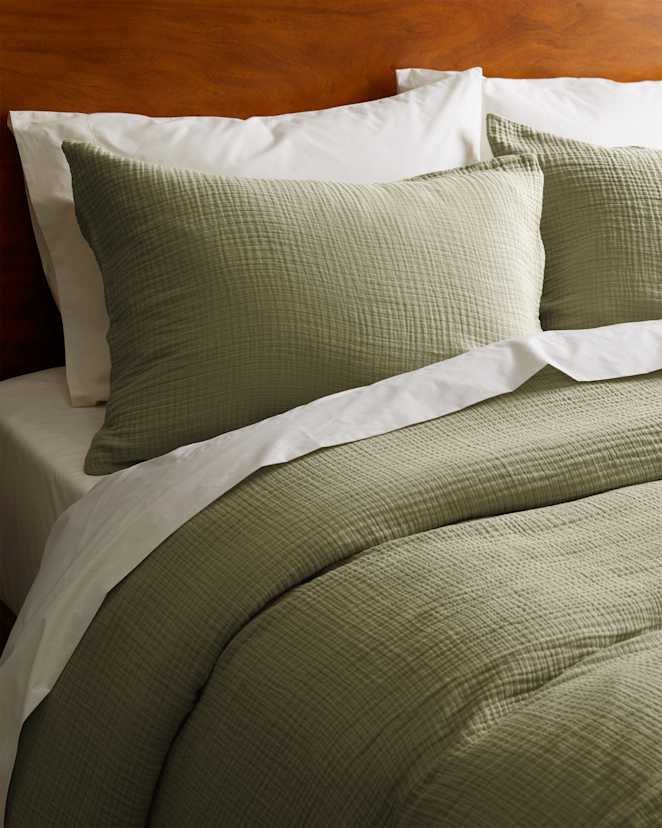 Olive Organic Airy Gauze Sham Set