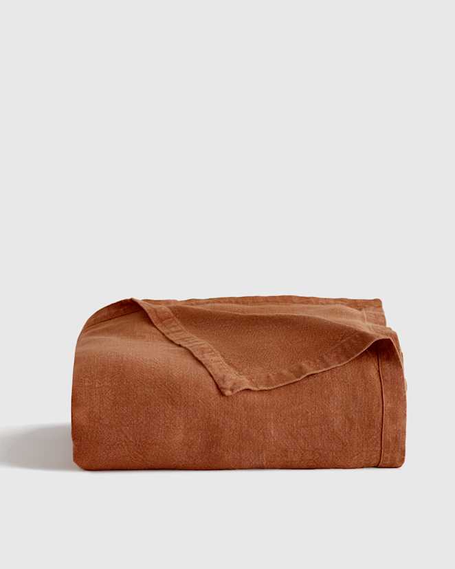 Terracotta Vintage Wash European Linen Bed Cover