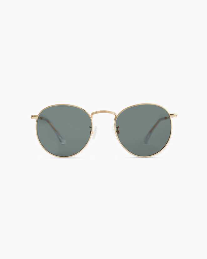 Gold with Green lens Hugo Polarized Stainless Steel Sunglasses
