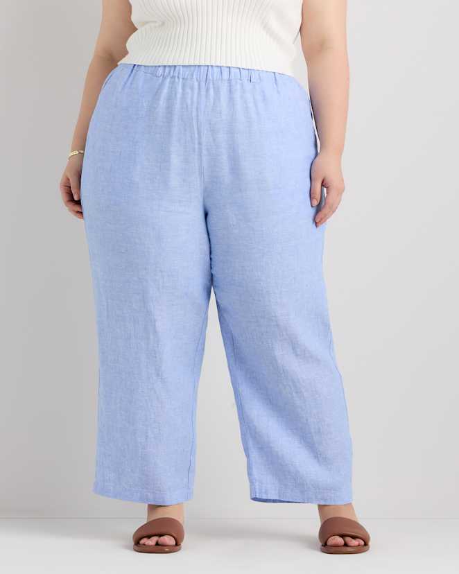 French Blue 100% European Linen Pants