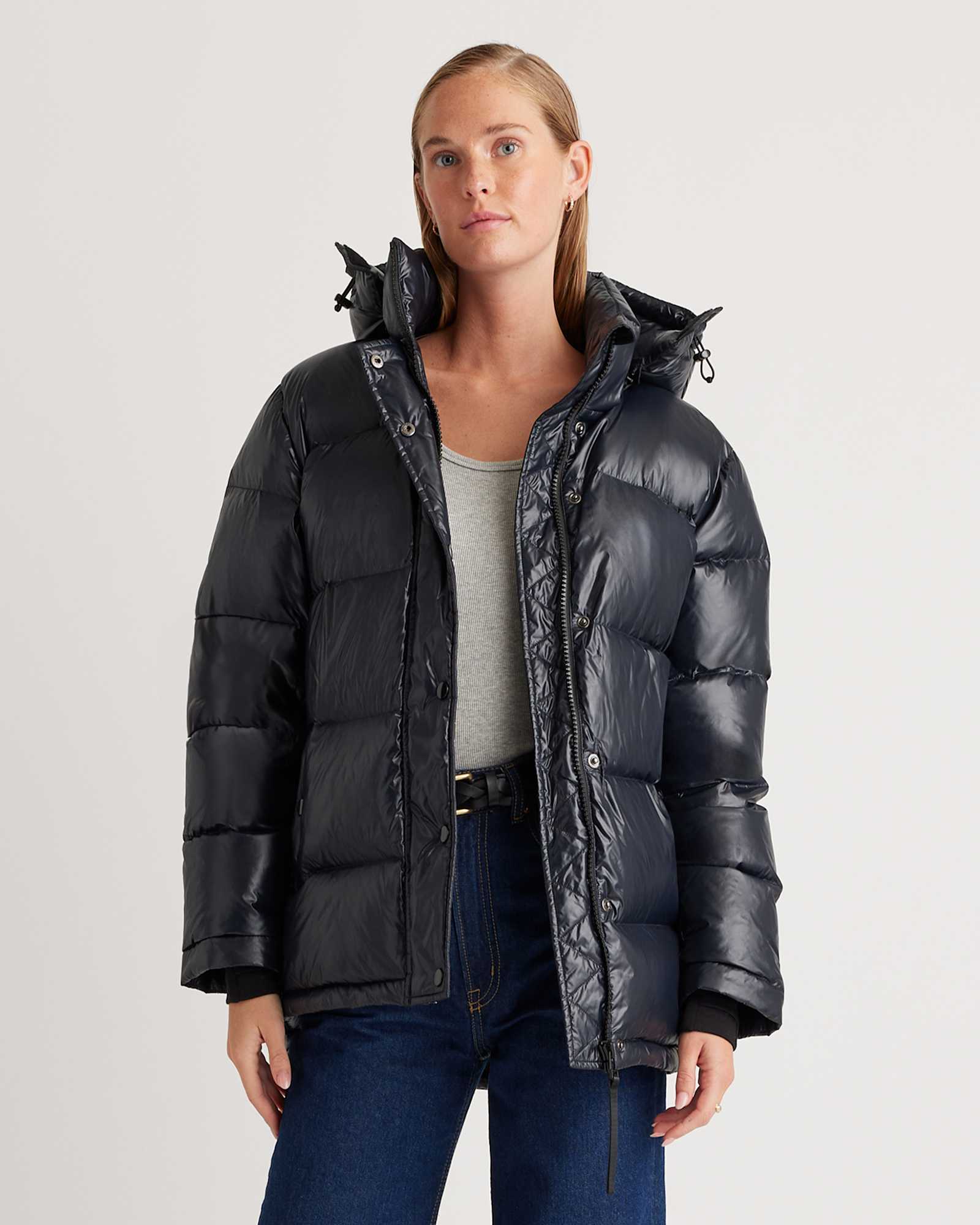 Shiny Black Responsible Down Puffer Jacket