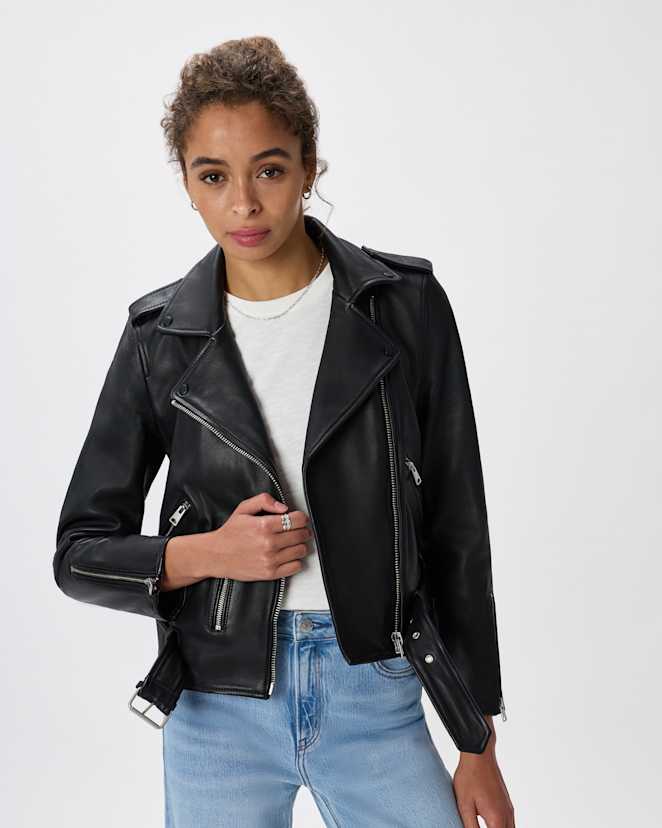 True Black 100% Leather Motorcycle Jacket