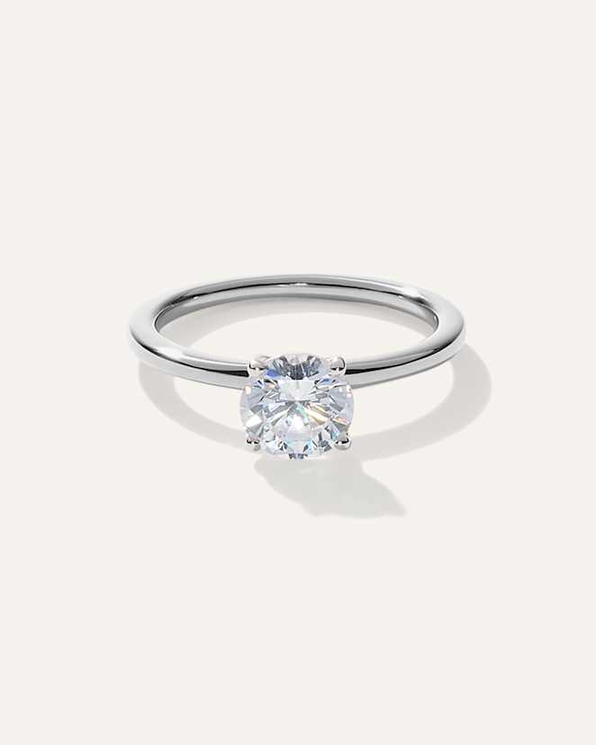 White Gold Lab Grown Diamond Round Petite Classic Engagement Ring