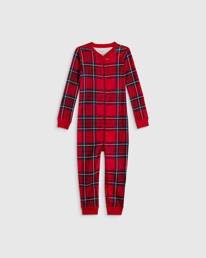 Red Holiday Plaid 100% Organic Cotton One Piece Pajama