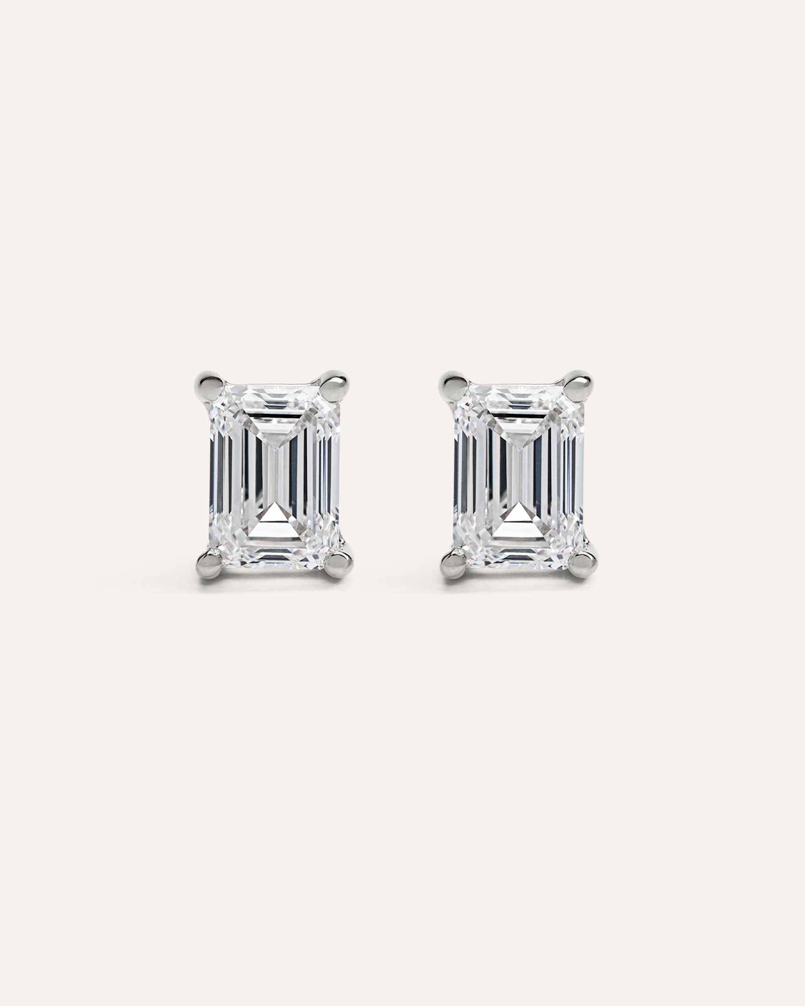 white-gold 14K Gold Lab Grown Diamond Statement Emerald Studs - 6ctw