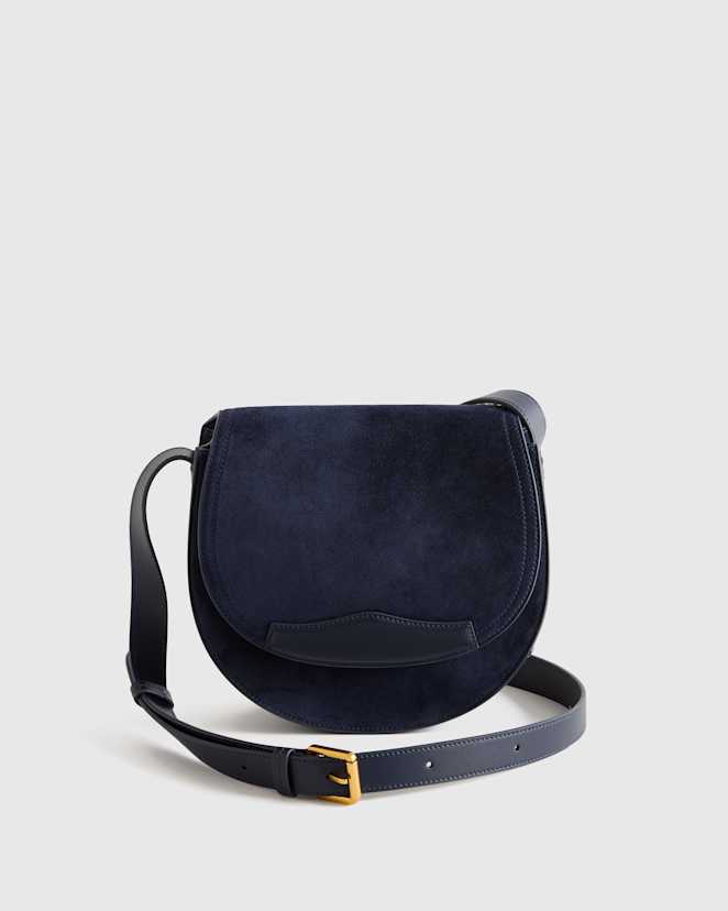 Midnight Italian Suede Saddle Bag