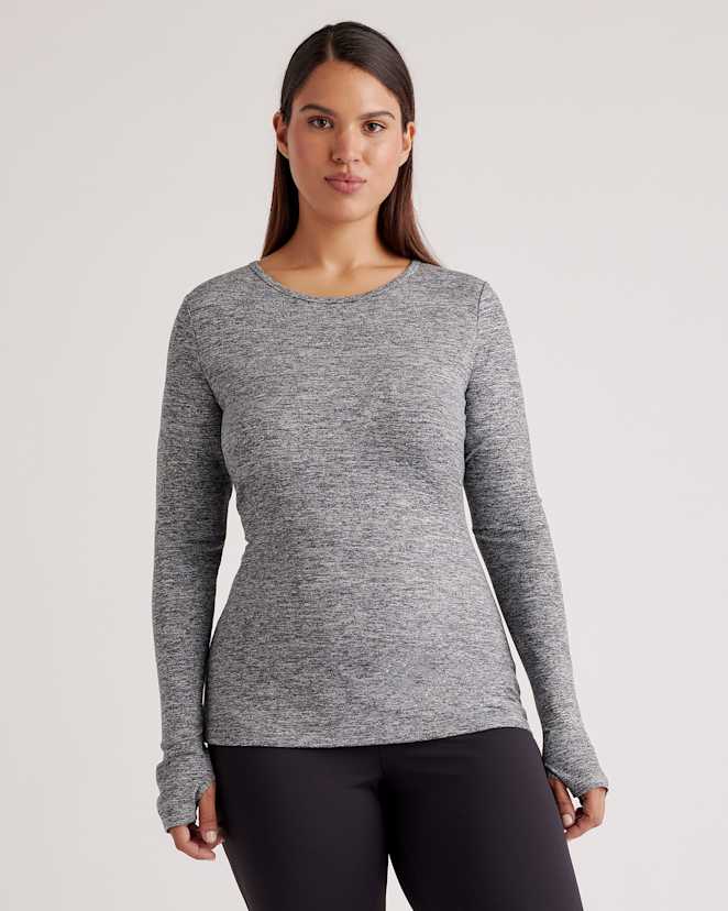 Heather Grey Ultra-Soft Fitted Long Sleeve Top