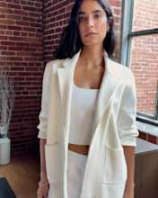 100- Organic Cotton Knit Blazer Ivory InHouse 4x5 Thumbnail 1