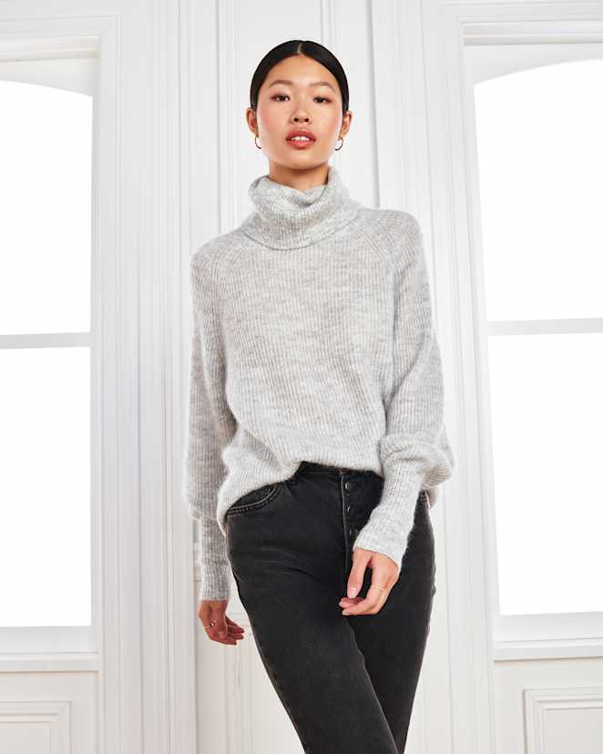 Light Grey Baby Alpaca-Wool Turtleneck