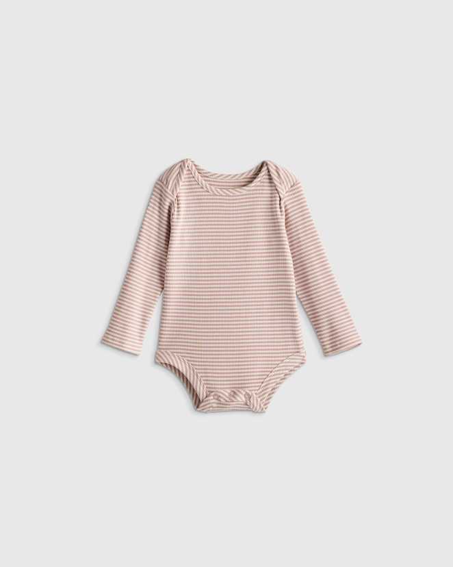 Lilac Stripe Softest Rib Long Sleeve Bodysuit