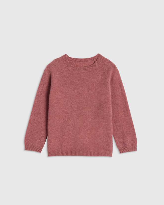 Heather Shaded Rose Pink Washable Cashmere Crewneck Sweater