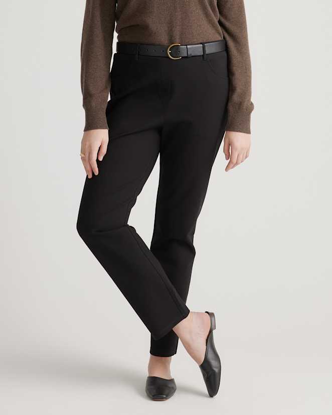 Black Ultra-Stretch Ponte Straight Leg 4-Pocket Pants