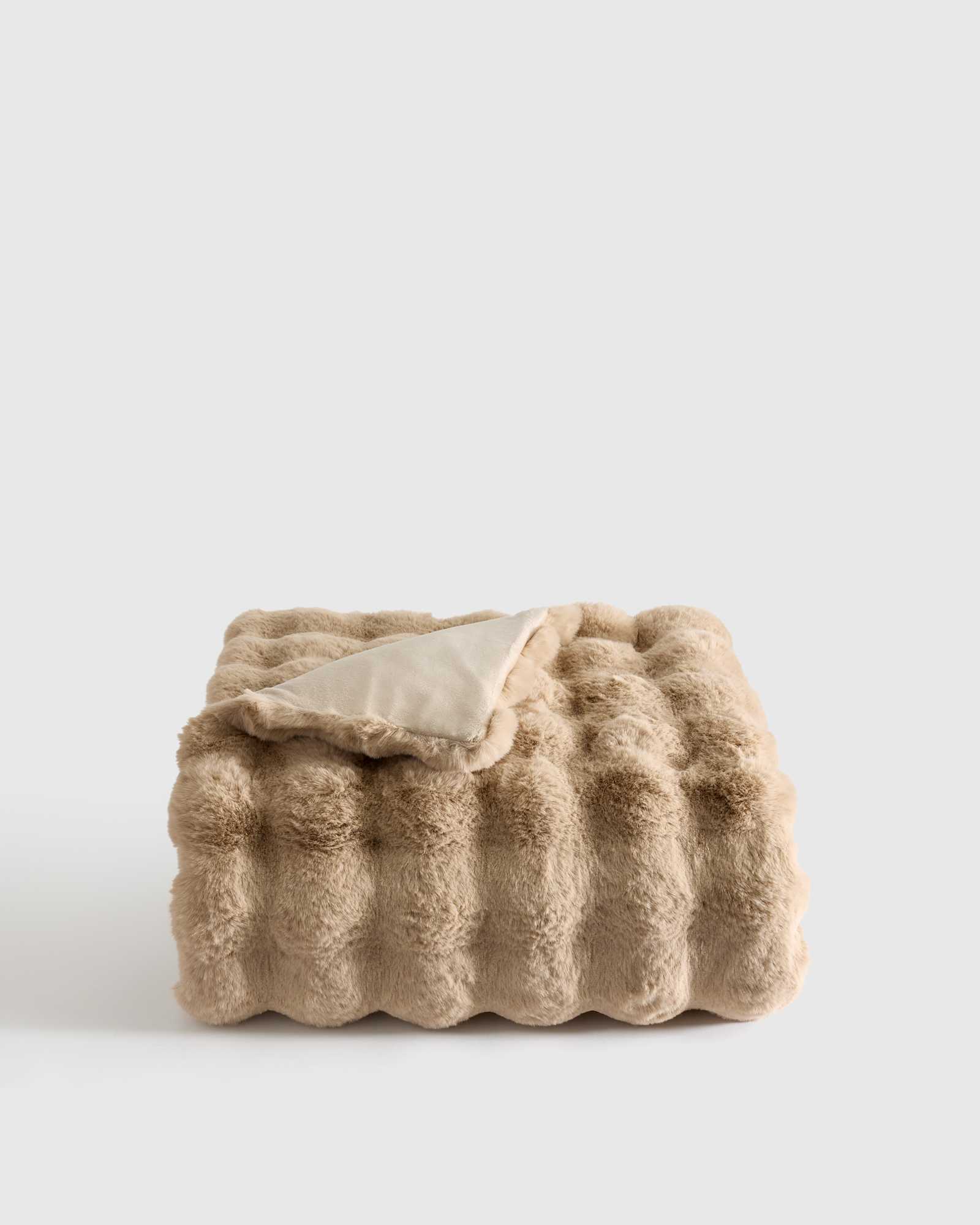 Mink Ruched Faux Fur Throw