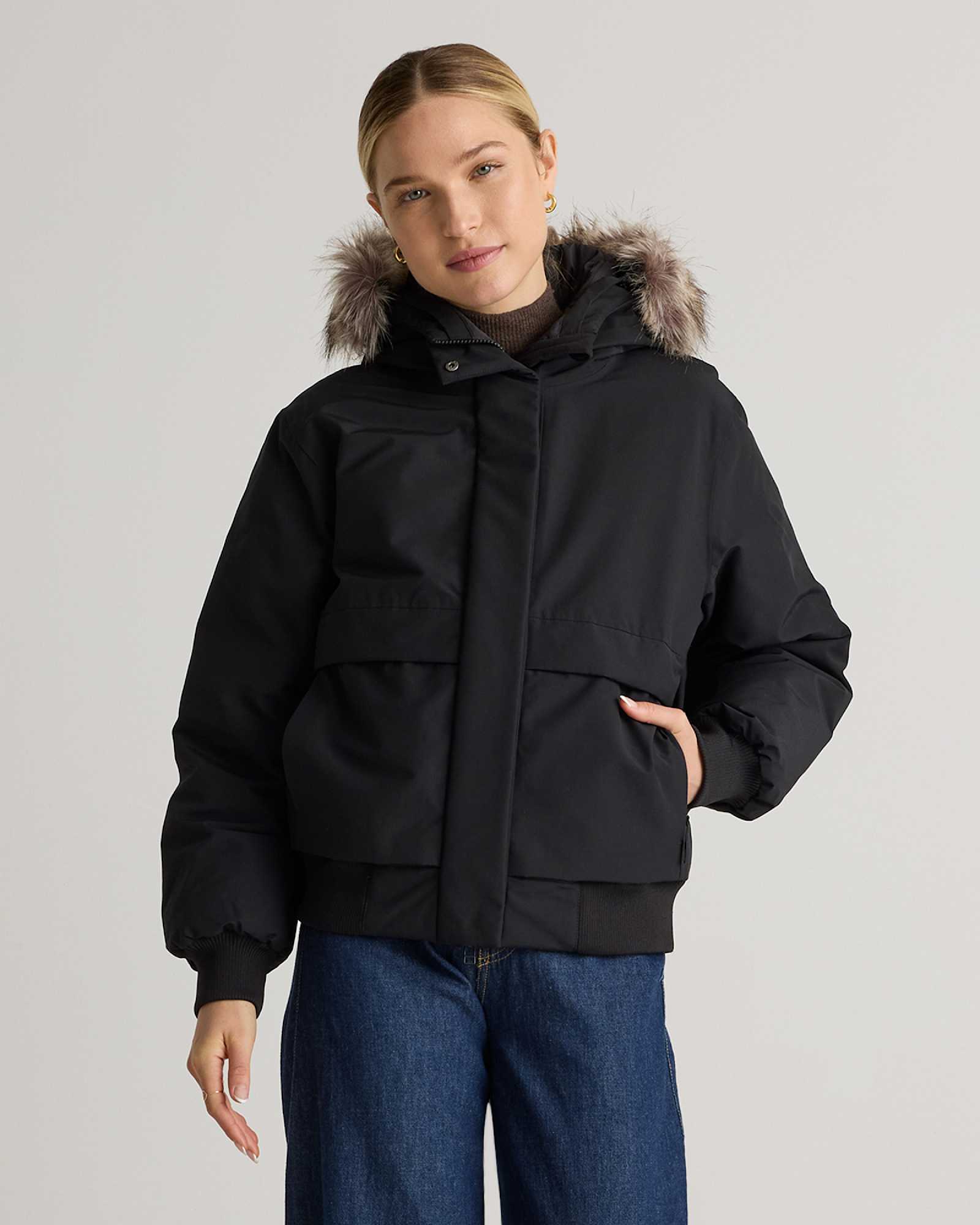 W-JKT-112-BLK 1032 EDITED 1 black Responsible Down Hooded Short Parka