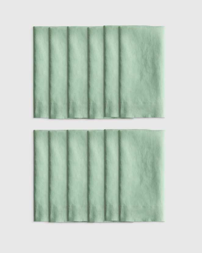 Jade European Linen Wide-Hem Napkins, Set of 12