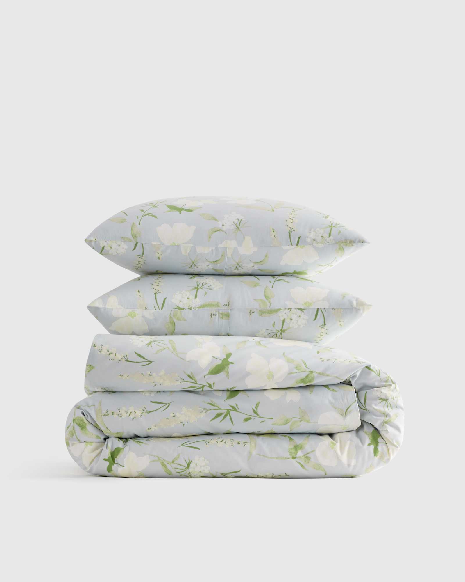 Blue Garden Classic Organic Percale Floral Duvet Cover Set