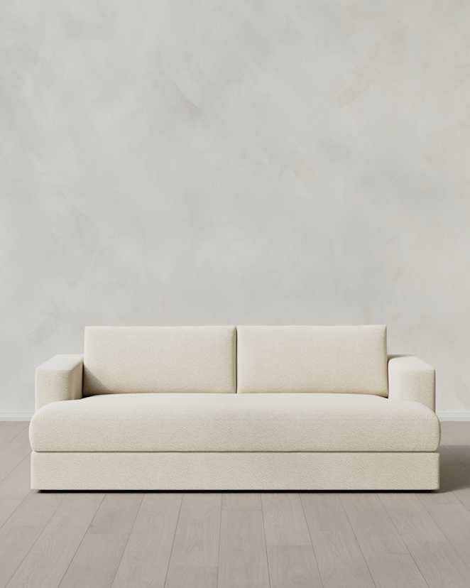 Linen Sierra Curved Arm Sofa in Performance Boucle